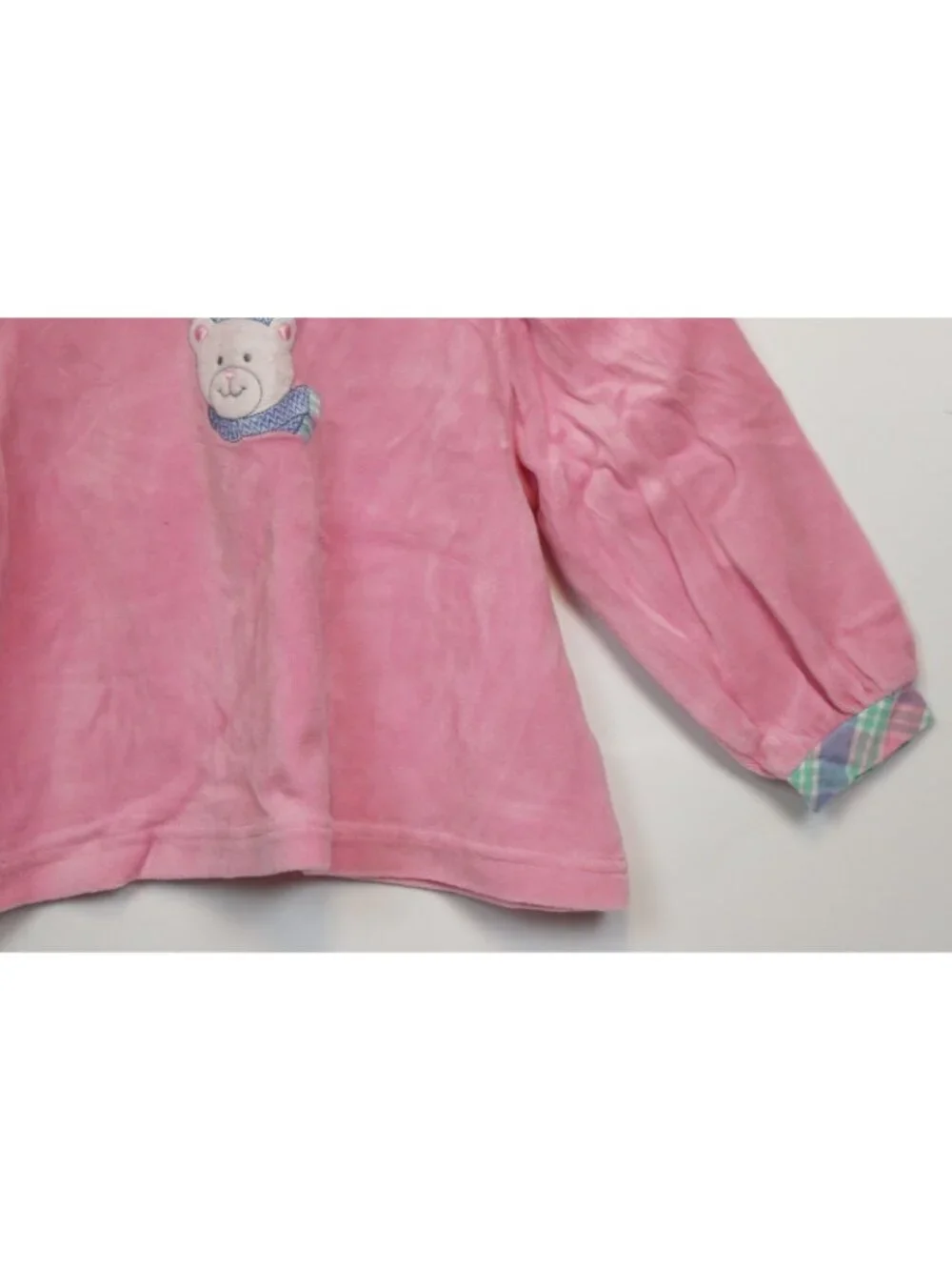 Vtg 90s Healthtex 4T Pink 2pc Shirt Pants Plaid Velour Turtleneck Polar Bear